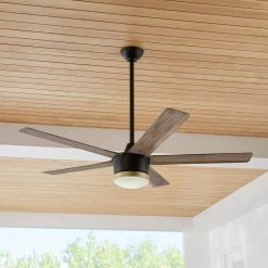 Home Decorators Collection Merwry 56 in. Integrated LED Indoor/Outdoor Matte Black Ceiling Fan with Light Kit and Remote Control -Home Decorators Soldes matte black home decorators collection ceiling fans with lights sw1422 56in mbk 40 1000