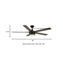 Home Decorators Collection Merwry 56 in. Integrated LED Indoor/Outdoor Matte Black Ceiling Fan with Light Kit and Remote Control -Home Decorators Soldes matte black home decorators collection ceiling fans with lights sw1422 56in mbk a0 1000