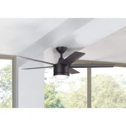 Home Decorators Collection Merwry 52 in. Integrated LED Indoor Matte Black Ceiling Fan with Light Kit and Remote Control -Home Decorators Soldes matte black home decorators collection ceiling fans with lights sw1422mbk 1d 1000
