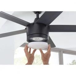 Home Decorators Collection Merwry 52 in. Integrated LED Indoor Matte Black Ceiling Fan with Light Kit and Remote Control -Home Decorators Soldes matte black home decorators collection ceiling fans with lights sw1422mbk 1f 1000