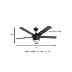 Home Decorators Collection Merwry 52 in. Integrated LED Indoor Matte Black Ceiling Fan with Light Kit and Remote Control -Home Decorators Soldes matte black home decorators collection ceiling fans with lights sw1422mbk a0 1000