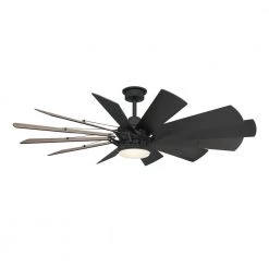 Home Decorators Collection Trudeau 60 in. LED Indoor Matte Black Ceiling Fan with Light Kit and Remote Control