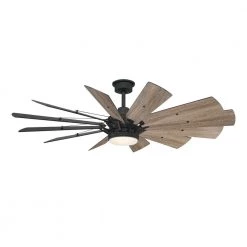 Home Decorators Collection Trudeau 60 in. LED Indoor Matte Black Ceiling Fan with Light Kit and Remote Control -Home Decorators Soldes matte black home decorators collection ceiling fans with lights yg545a mbk c3 1000