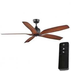 Home Decorators Collection 60 in. Sirrine Indoor/Outdoor Matte Black Smart Hubspace Ceiling Fan with Remote Control