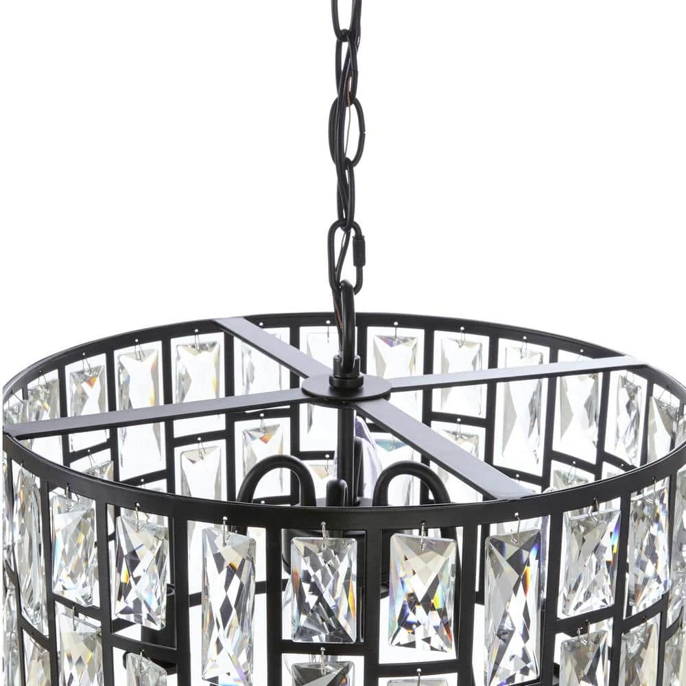 Home Decorators Collection Kristella 4-Light Matte Black Chandelier with Clear Crystal Shade 7 Home Decorators Collection Kristella 4-Light Matte Black Chandelier with Clear Crystal Shade - Image 5