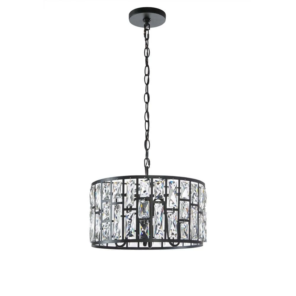 Home Decorators Collection Kristella 4-Light Matte Black Chandelier with Clear Crystal Shade 11 Home Decorators Collection Kristella 4-Light Matte Black Chandelier with Clear Crystal Shade - Image 9