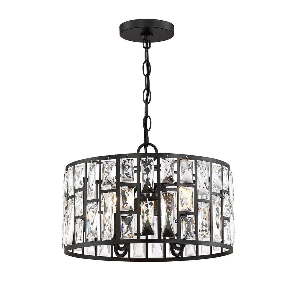 Home Decorators Collection Kristella 4-Light Matte Black Chandelier with Clear Crystal Shade 3 Home Decorators Collection Kristella 4-Light Matte Black Chandelier with Clear Crystal Shade