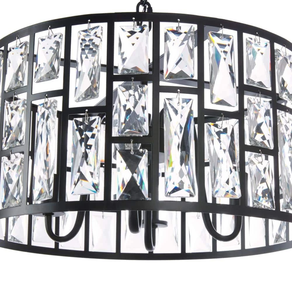 Home Decorators Collection Kristella 4-Light Matte Black Chandelier with Clear Crystal Shade 8 Home Decorators Collection Kristella 4-Light Matte Black Chandelier with Clear Crystal Shade - Image 6