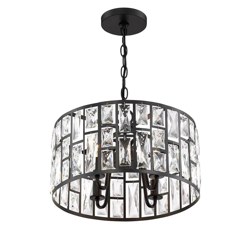 Home Decorators Collection Kristella 4-Light Matte Black Chandelier with Clear Crystal Shade 10 Home Decorators Collection Kristella 4-Light Matte Black Chandelier with Clear Crystal Shade - Image 8