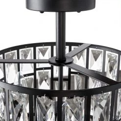 Home Decorators Collection Kristella 12.5 in. 3-Light Matte Black Semi Flush Mount Light with Clear Crystal Shade -Home Decorators Soldes matte black home decorators collection flush mount lights 31820 hbb 1f 1000
