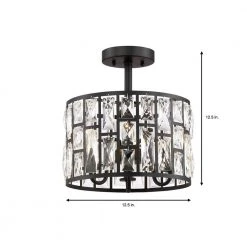 Home Decorators Collection Kristella 12.5 in. 3-Light Matte Black Semi Flush Mount Light with Clear Crystal Shade -Home Decorators Soldes matte black home decorators collection flush mount lights 31820 hbb 40 1000