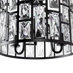 Home Decorators Collection Kristella 12.5 in. 3-Light Matte Black Semi Flush Mount Light with Clear Crystal Shade -Home Decorators Soldes matte black home decorators collection flush mount lights 31820 hbb 4f 1000