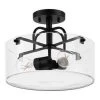 Home Decorators Collection Shirwell 13.5 in. 3-Light Matte Black Round Semi-Flush Mount, Modern Ceiling Light with Clear Glass Drum Shade -Home Decorators Soldes matte black home decorators collection flush mount lights ds18094sf1 64 1000