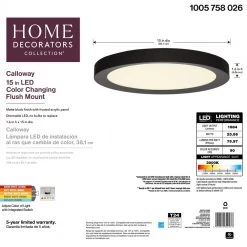Home Decorators Collection Calloway 15 in. Matte Black Selectable LED Flush Mount -Home Decorators Soldes matte black home decorators collection flush mount lights jxm3011ll mb 44 1000