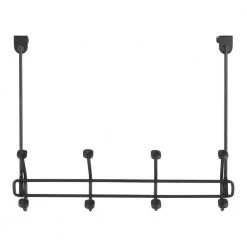 Home Decorators Collection Adjustable Over- The -Door 16 in. Matte Black Hook Rack with 4 Hooks
