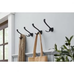 Home Decorators Collection 5 in. Matte Black Triple Wall Hook (4-Pack) -Home Decorators Soldes matte black home decorators collection hooks 64521 31 1000
