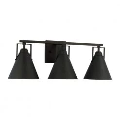 Home Decorators Collection Insdale 3-Light Matte Black Modern Industrial Bathroom Vanity Light with Metal Shades -Home Decorators Soldes matte black home decorators collection vanity lighting 4000303 112 44 1000