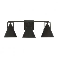 Home Decorators Collection Insdale 3-Light Matte Black Modern Industrial Bathroom Vanity Light with Metal Shades -Home Decorators Soldes matte black home decorators collection vanity lighting 4000303 112 4f 1000