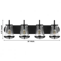Home Decorators Collection Georgina 30 in. 4-Light Matte Black Industrial Bathroom Vanity Light with Clear Seeded Glass Shades -Home Decorators Soldes matte black home decorators collection vanity lighting hb2584 43 31 1000