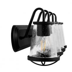 Home Decorators Collection Georgina 30 in. 4-Light Matte Black Industrial Bathroom Vanity Light with Clear Seeded Glass Shades -Home Decorators Soldes matte black home decorators collection vanity lighting hb2584 43 66 1000
