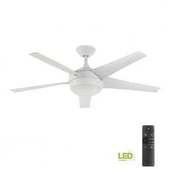 Home Decorators Collection Windward IV 52 in. Indoor LED Matte White Ceiling Fan with Dimmable Light Kit, Remote Control and Reversible Motor -Home Decorators Soldes matte white home decorators collection ceiling fans with lights 26662 66 1000