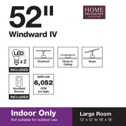 Home Decorators Collection Windward IV 52 in. Indoor LED Matte White Ceiling Fan with Dimmable Light Kit, Remote Control and Reversible Motor -Home Decorators Soldes matte white home decorators collection ceiling fans with lights 26662 77 1000
