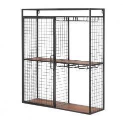 Home Decorators Collection 31 in. H x 27 in. W x 8 in. D Black Metal Wall-Mount Shelf with Hanging Wine Glass Storage -Home Decorators Soldes metal home decorators collection decorative shelving yx8z1296 66 1000