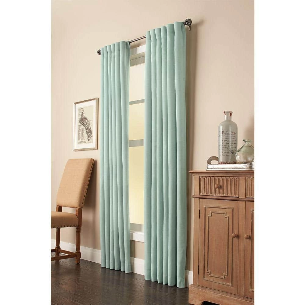 Home Decorators Collection Mist Faux Linen Back Tab Room Darkening Curtain - 50 in. W x 84 in. L 3 Home Decorators Collection Mist Faux Linen Back Tab Room Darkening Curtain - 50 in. W x 84 in. L