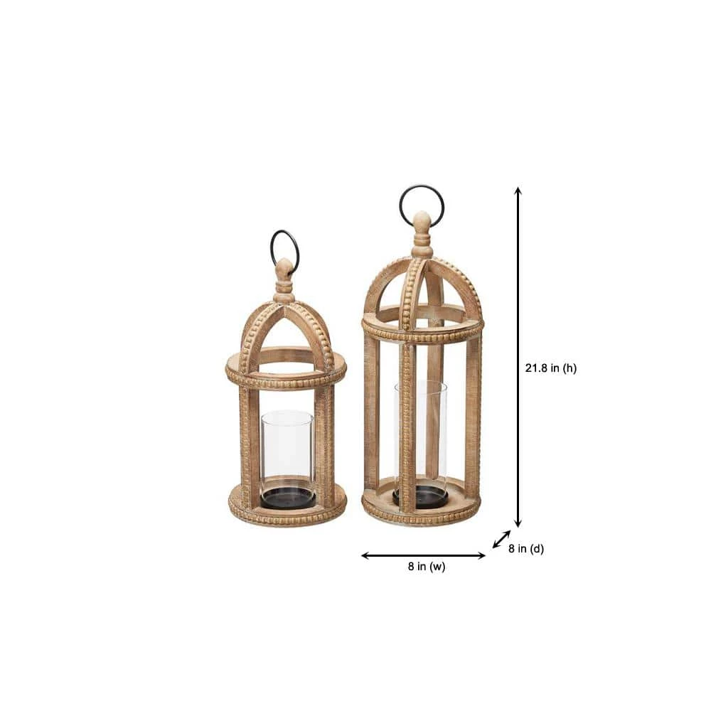 Home Decorators Collection Antiqued Wood Candle Hanging or Tabletop Lantern with Beaded Trim (Set of 2) 4 Home Decorators Collection Antiqued Wood Candle Hanging or Tabletop Lantern with Beaded Trim (Set of 2) - Image 2