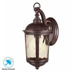 Home Decorators Collection Leeds 16 in. 1-Light Mystic Bronze Outdoor Wall Lamp with Clear Water Glass Shade -Home Decorators Soldes mystic bronze home decorators collection outdoor sconces hb7262a 293 40 1000