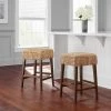 Home Decorators Collection Backless Natural Woven Hyacinth Counter Stool with Walnut Legs -Home Decorators Soldes natural home decorators collection bar stools st1808244 nwal 64 1000