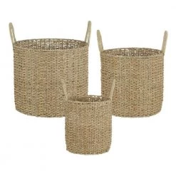 Home Decorators Collection Round Woven Seagrass Storage Baskets (Set of 3) -Home Decorators Soldes natural home decorators collection storage baskets feh2111 04 4f 1000