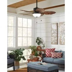 Home Decorators Collection Palm Cove 52 in. Indoor/Outdoor LED Natural Iron Ceiling Fan with Light Kit, Downrod and Reversible Motor -Home Decorators Soldes natural iron home decorators collection ceiling fans with lights 51422 40 1000