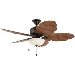 Home Decorators Collection Palm Cove 52 in. Indoor/Outdoor LED Natural Iron Ceiling Fan with Light Kit, Downrod and Reversible Motor -Home Decorators Soldes natural iron home decorators collection ceiling fans with lights 51422 76 1000