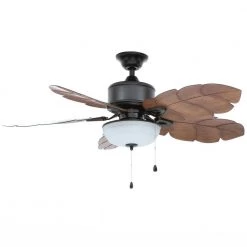 Home Decorators Collection Palm Cove 52 in. Indoor/Outdoor LED Natural Iron Ceiling Fan with Light Kit, Downrod and Reversible Motor -Home Decorators Soldes natural iron home decorators collection ceiling fans with lights 51422 c3 1000