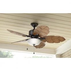 Home Decorators Collection Palm Cove 52 in. Indoor/Outdoor LED Natural Iron Ceiling Fan with Light Kit, Downrod and Reversible Motor -Home Decorators Soldes natural iron home decorators collection ceiling fans with lights 51422 e1 1000