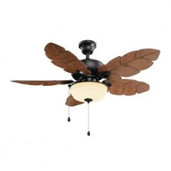 Home Decorators Collection Palm Cove 44 in. Indoor/Outdoor LED Natural Iron Ceiling Fan with Light Kit, Downrod and Reversible Motor -Home Decorators Soldes natural iron home decorators collection ceiling fans with lights 51544 1d 1000