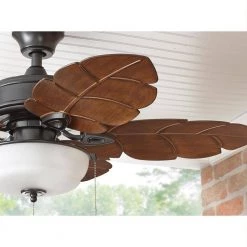Home Decorators Collection Palm Cove 44 in. Indoor/Outdoor LED Natural Iron Ceiling Fan with Light Kit, Downrod and Reversible Motor -Home Decorators Soldes natural iron home decorators collection ceiling fans with lights 51544 40 1000