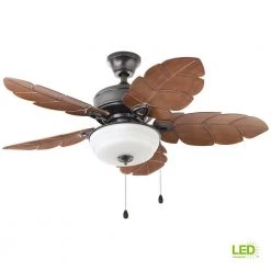 Home Decorators Collection Palm Cove 44 in. Indoor/Outdoor LED Natural Iron Ceiling Fan with Light Kit, Downrod and Reversible Motor -Home Decorators Soldes natural iron home decorators collection ceiling fans with lights 51544 77 1000