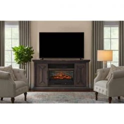 Home Decorators Collection Madison 68 in. Freestanding Electric Fireplace TV Stand in Natural Rustic Oak
