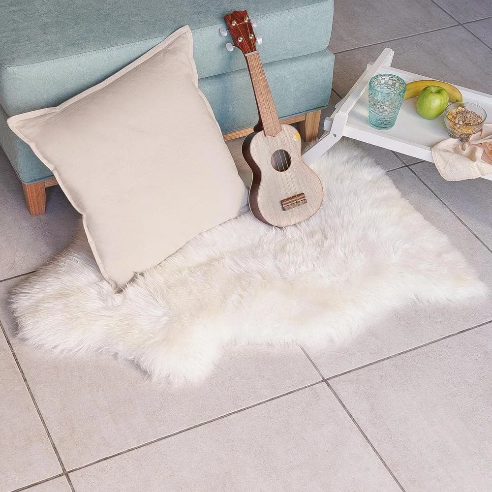 Home Decorators Collection Unshorn Sheepskin White 2 ft. x 3 ft. Animal Shape Area Rug 4 Home Decorators Collection Unshorn Sheepskin White 2 ft. x 3 ft. Animal Shape Area Rug - Image 2