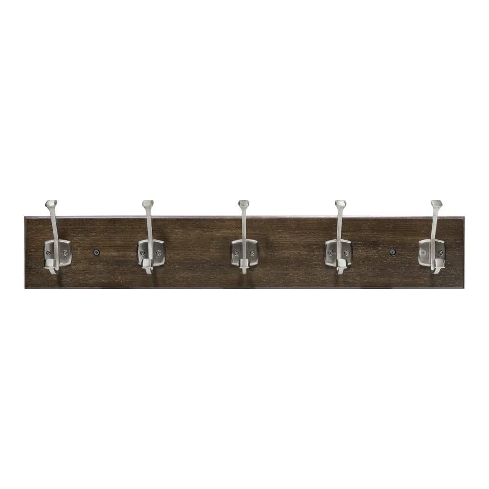 Home Decorators Collection Textured Choice Oak 27 in. Hook Rack with 5 Satin Nickel Beveled Square Hooks 3 Home Decorators Collection Textured Choice Oak 27 in. Hook Rack with 5 Satin Nickel Beveled Square Hooks