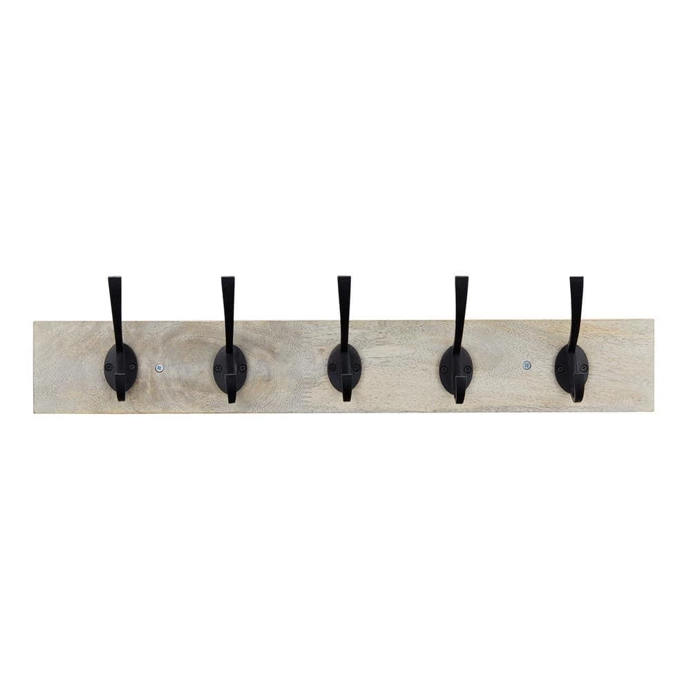Home Decorators Collection 27 in. Solid Wood Hook Rack with 5 Iron Hooks 3 Home Decorators Collection 27 in. Solid Wood Hook Rack with 5 Iron Hooks