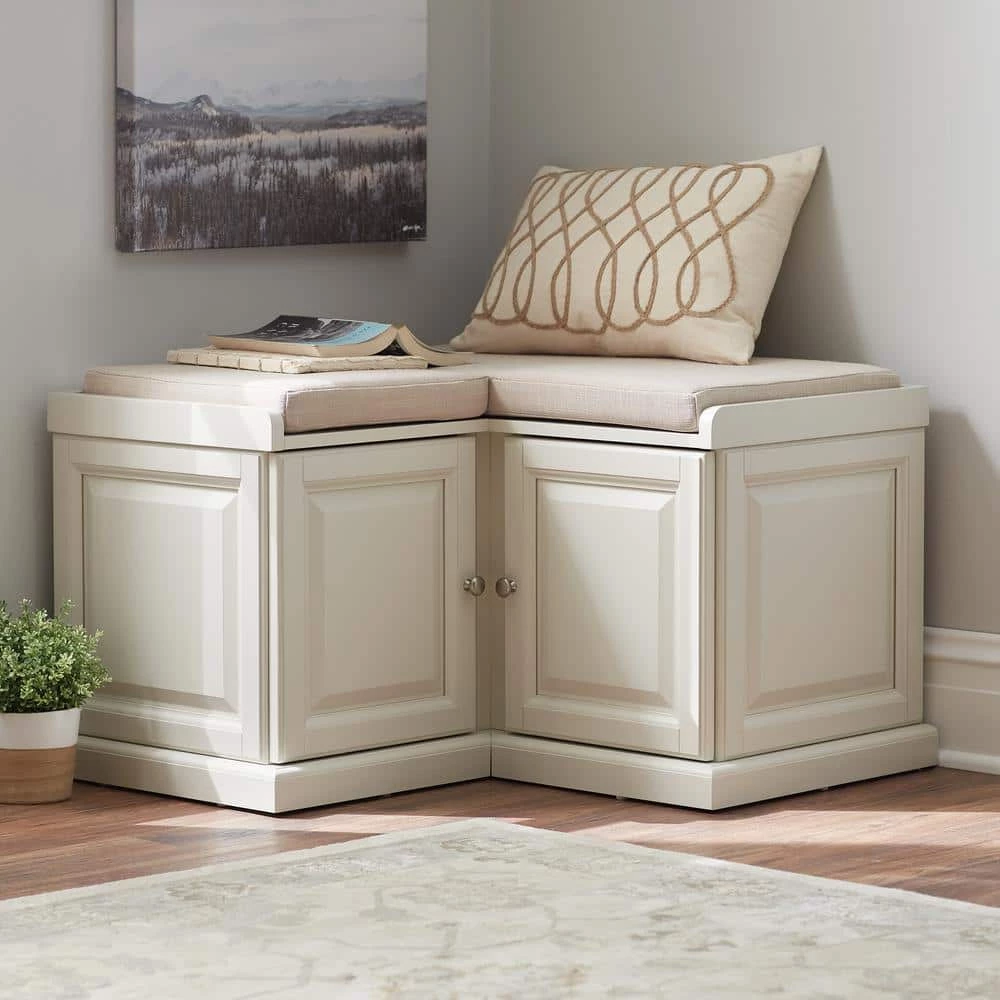Home Decorators Collection Walker Polar White Corner Storage Bench 5 Home Decorators Collection Walker Polar White Corner Storage Bench - Image 3