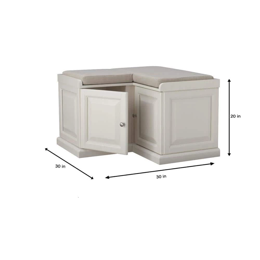 Home Decorators Collection Walker Polar White Corner Storage Bench 4 Home Decorators Collection Walker Polar White Corner Storage Bench - Image 2