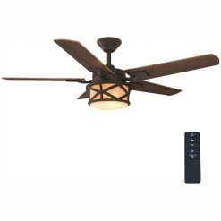 Home Decorators Collection Copley 52 in. Indoor/Outdoor LED Oil Rubbed Bronze Ceiling Fan with Light Kit, Downrod, Remote and Reversible Blades