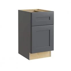 Home Decorators Collection Newport Onyx Gray Shaker Assembled Plywood 15 x 28.5 x 21 in. Stock Desk Base Kitchen Cabinet Soft Close Drawer Door Lt