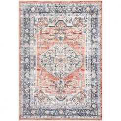 Home Decorators Collection Zara Medallion Orange 9 ft. x 12 ft. Area Rug