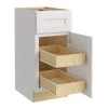 Home Decorators Collection Newport Assembled 12x34.5x24 in Plywood Shaker Base Kitchen Cabinet Right 2 rollouts Soft Close in Painted Pacific White