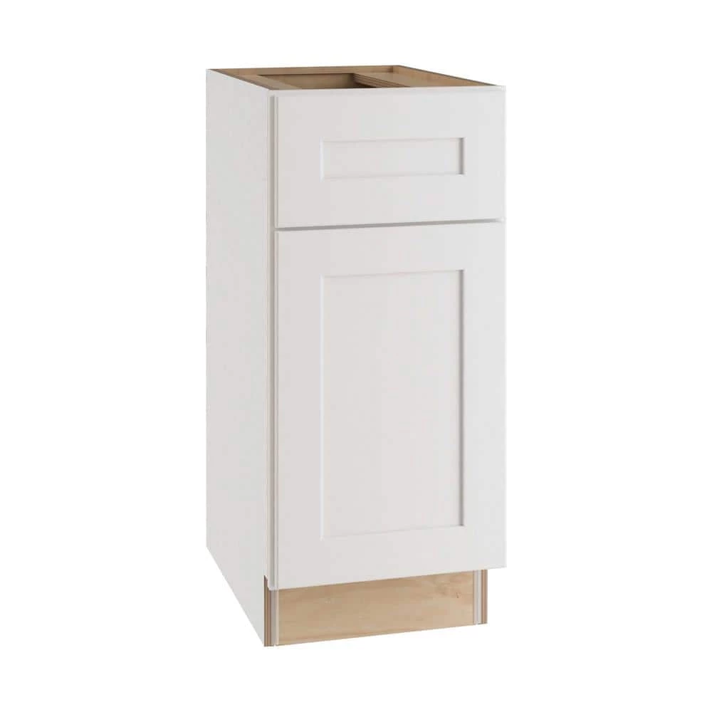 Home Decorators Collection Newport Assembled 15x34.5x24 in. Plywood Shaker Base Kitchen Cabinet Right 2 Soft Close in Painted Pacific White 3 Home Decorators Collection Newport Assembled 15x34.5x24 in. Plywood Shaker Base Kitchen Cabinet Right 2 Soft Close in Painted Pacific White